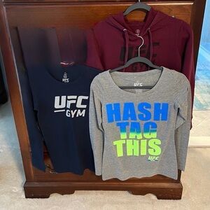 UFC Gym Workout Gear 3 Piece Set of Hoodies and Long Sleeves